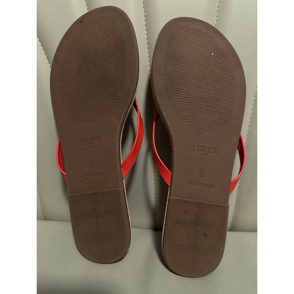 J.Crew Women’s Flip Flop Sandals Red Leather Thong Summer Shoes Size 6 - Picture 5 of 5